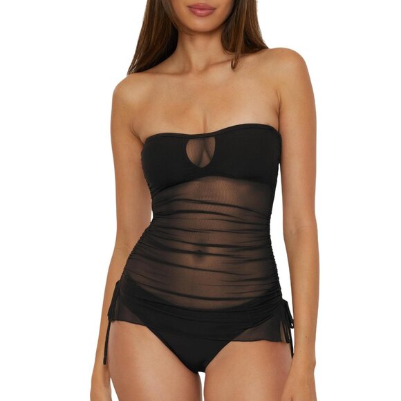 Becca Womens Standard Muse Bandeau Tankini Swim Top 733557 Black L - Picture 12 of 13